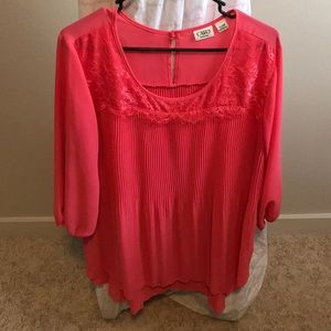 Lace Detailed Pink Blouse